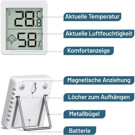 Termometro interno, 3 set mini termometro igrometro digitale LCD da appendere o appendere per soggiorno interno camera dei bambini ufficio frigorifero (1/4)