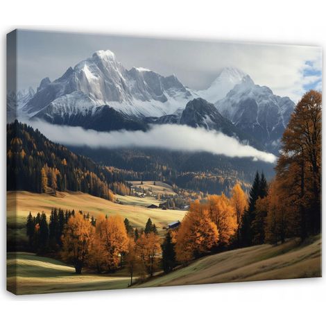 Leinwandbild Berglandschaft, Natur Wanddeko für Schlafzimmer und Wohnzimmer, hochauflösender Druck, 40 x 30 cm