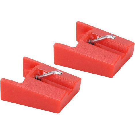 Irovami Aiguille de lecture pour platine vinyle, pointe en céramique saphir, compatible avec les platines Crosley Fisher ION OTTO, rouge, lot de 2 (1/5)