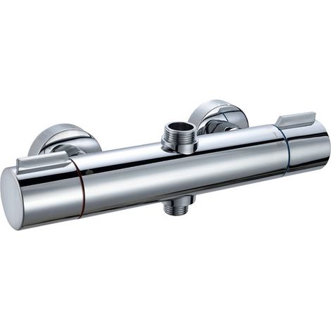Mitigeur thermostatique de douche en chrome poli, en laiton massif robuste pour une performance fiable, fixation murale pour un accès facile et