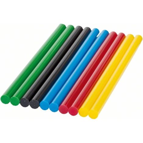 Bosch 10x Stick di Colla Colorati (5 colori, Ø 7x150 mm, Accessori per Pistole Incollatrici a Caldo) (1/2)