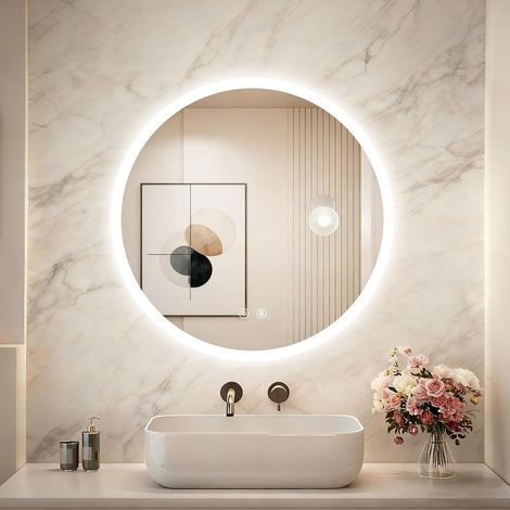 Miroir de salle de bain rond 60 cm avec éclairage LED (1/5)
