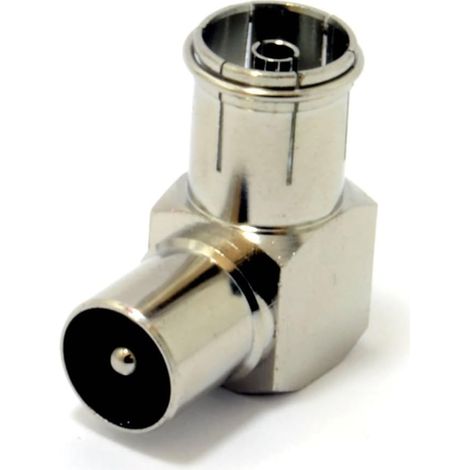 1 Adaptateur RF Angle Droit Métal Connecteur Mâle Vers Femelle Pour Câble Coaxial Antenne TV Murale (1/5)