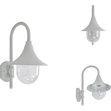 The Living Store Applique murale de jardin E27 120 cm Aluminium Blanc - Applique murale jardin (1/3)
