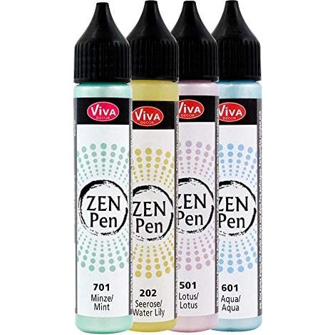 VIVA DECOR KIT ZEN PEN (LÉGÈRETÉ, 2X28ML) STYLO À PERLE 3D - STYLOS À PERLES POUR CRÉER DES POINTS DE COULEUR EN 3D, BOIS, TOILE