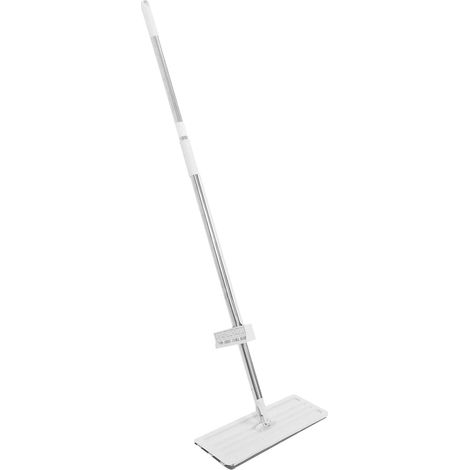 Balai Plat en Microfibre 35 Cm Blanc, Balai de Nettoyage Rotatif à 360°, Usage Sec et Humide, avec 2 Lingettes Lavables Réutilisables, Accessoire Ménager pour Sols Sanitaires (1/5)