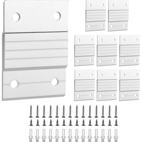 Lot de 14 Supports de Fixation en Z pour Miroir et Cadre - Crochet Tableau Mural en Alliage d'Aluminium - Système de Suspension avec Vis - Clip de Montage à Emboîtement pour Photos (1/5)