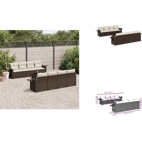 9-tlg. Garten-Sofagarnitur mit Kissen Braun Poly Rattan - Garten Sofagarnitur - Garten Sofagarnituren - Outdoor Sofagarnitur - Sofagarnitur Terrasse (1/3)