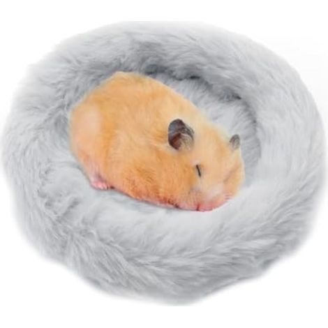 Lit pour Hamster,5,5" en Peluche Ronde Douce pour Cochon d'Inde,Tapis de Sommeil Chaud pour Hamster,Hérisson,Ecureuil,Cochon d'Inde,Rat,Oiseau et Autres Petits Animaux (1/5)
