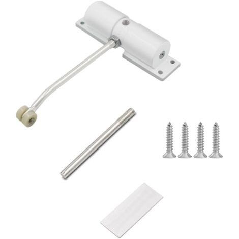 Automatic Door Closer Adjustable Outdoor Door Closer Spring Door Closer Automatic Door Closer for Interior Door Brake Garden Door Round Lock White (1/5)
