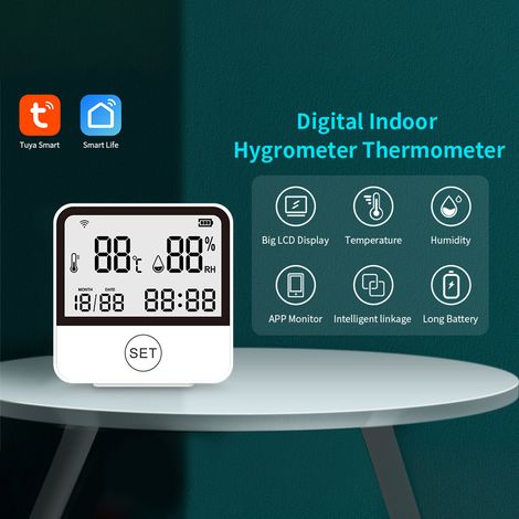 Toivize WLAN-Temperatur- und Feuchtigkeitssensor mit LCD-Display, intelligentes digitales Hygrometer für den Innenbereich, präzise für Zuhause und Büro (1/5)