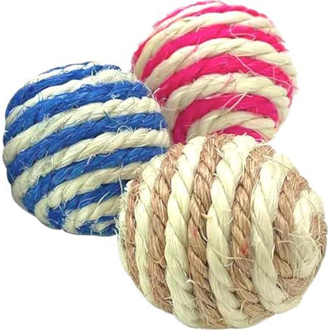 Balle de Poursuite Chat Corde Sisal diamètre 4,3cm Jeux Jouet Couleur Griffe Scratch Naturel Décoration Jardin Maison (1/3)