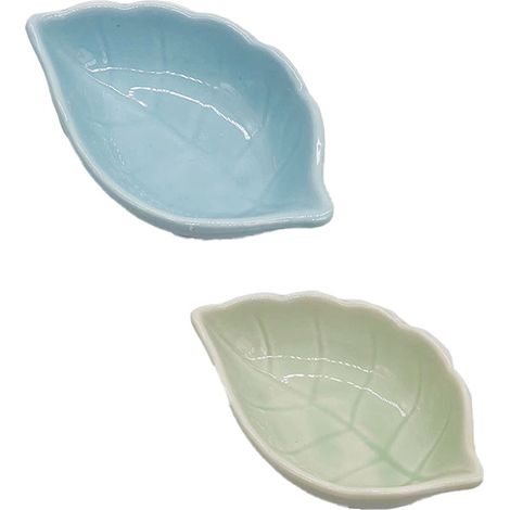 Bol En Céramique Pour Petit Animal - Forme Feuille Non Toxique - Nourriture Et Eau Pour Hamster Lapin - Lot De 2 Pièces (1/5)