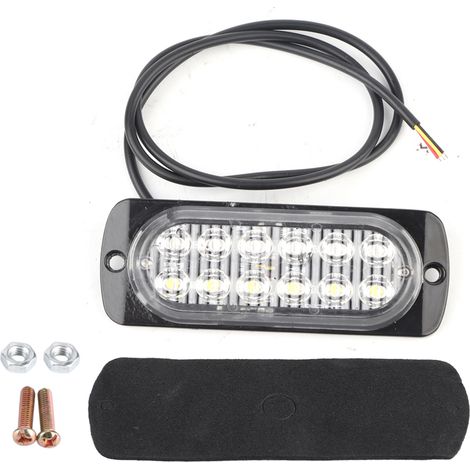 12-24V LKW PKW 12 LED Blitz-Notwarnleuchte, blinkend weiß/rot.