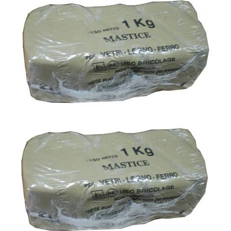 2 pz Mastice Stucco Vetri Vetro Ferro Legno Da 1 Kg Uso Professionale Fer 61407