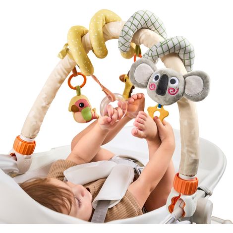 2 in 1 Spirale D activité Bébé avec Arche Eveil Jouet Poussette pour Bebe 0 3 6 9 Mois Jeux Eveil Suspendu avec Hochet Et Anneaux De (1/4)