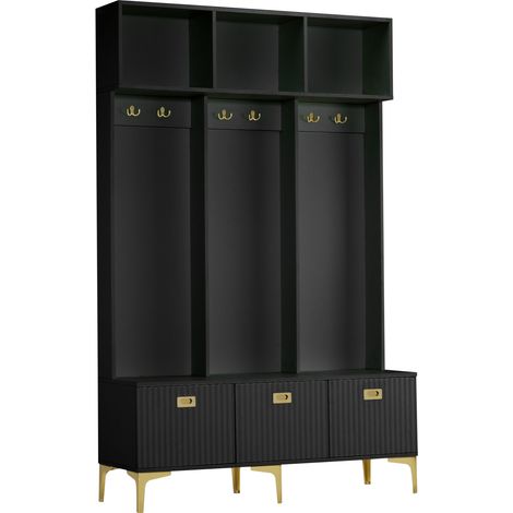 GagaVestiaire d’entrée avec banc 120 x 40 x 191, 5 cm noir (1/5)