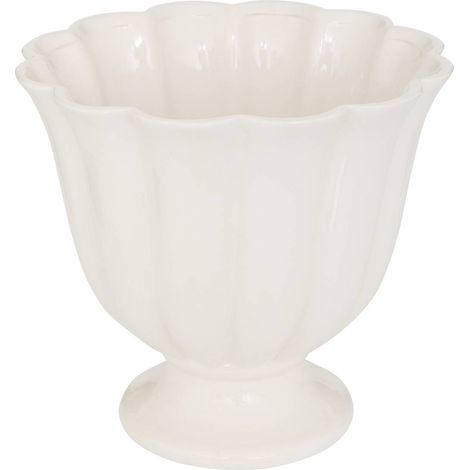 Jardinera flor de rosa H24cm blanco - Atmosphera créateur d'intérieur