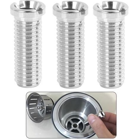 Lot de 3 vis creuses pour évier M12 x 35 mm en acier inoxydable pour vanne à panier filtrant, vis d'évier de 35 mm, vis creuse en acier inoxydable 304 pour évier de cuisine (1/5)