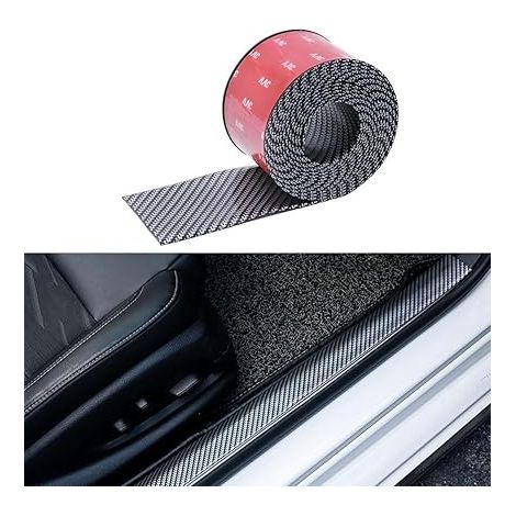 Protecteur de seuil de Garde de Porte de Voiture,5CM×3M Fibre de Carbone Film de Protection,Protection Seuil de Porte Voiture pour Pare-Chocs Avant et arrière/Protection de seuil (1/5)