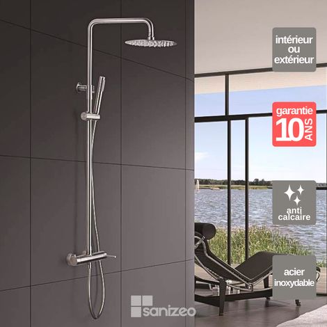 Colonne de douche sans robinetterie – Acier inoxydable anti-calcaire – Pomme haute Ø200mm – Flexible 150cm – Mitigeur monocommande – Imex Products (1/7)
