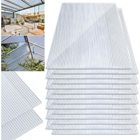 Jiubiaz 28x Doppelstegplatten 4mm Zuschneidbar 121x60,5cm Polycarbonat 20,5m² UV-beständig Klar Hohlkammerplatten Gewächshaus Platten Stegplatten