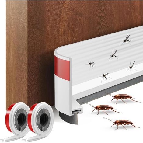 Confezione da 2 guarnizioni a spazzola autoadesive，100 x 3 cm，Guarnizione a spazzola per porte，Guarnizione bianca per porte con spazzola (1/5)