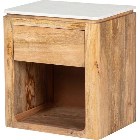 Felo Mangoholz-Marmor-Couchtisch 55x40x60 cm (1/5)