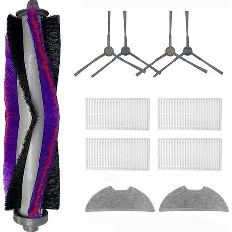 Kit accessoires de rechange pour aspirateur robot Eureka E10S, XU, 1 brosse principale, 2 paires de brosses latérales, 4 filtres HEPA - KZQ (1/4)