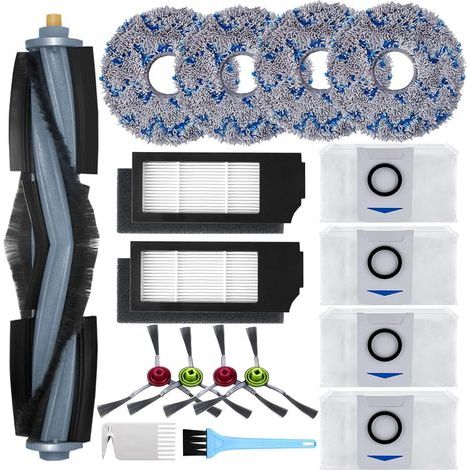 Zubehör für Ecovacs Deebot X1 Omni / X1 e Omni / X1 Turbo Staubsauger: 1 Hauptbürste, 4 Seitenbürsten, 4 Wischpads, 2 Filter, 4 Beutel, 2 Reinigungsbürsten (1/5)