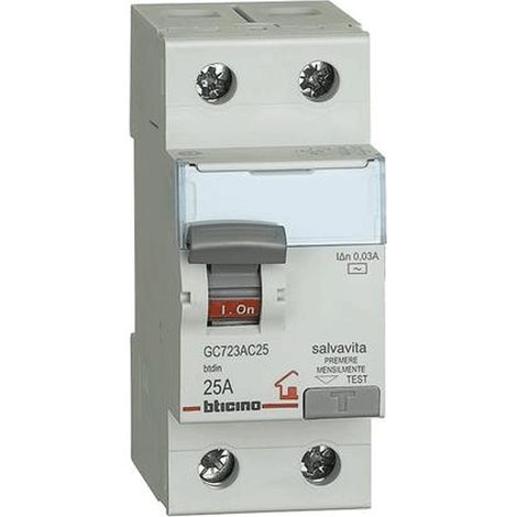 Interruttore Salvavita 2P 25A 30Ma Btdin-Rs ( Bticino Cod. Gc723Ac25 )