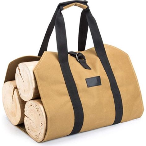 Sac à bûches - Kaki - Solide et imperméable - Sac de transport de bûches (1/5)