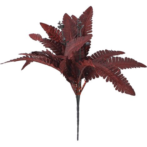 Realistischer künstlicher Perserfarn, rote Kunstpflanze, 35 cm hoch, ideal für die alltägliche Dekoration von Haus und Garten. (1/2)