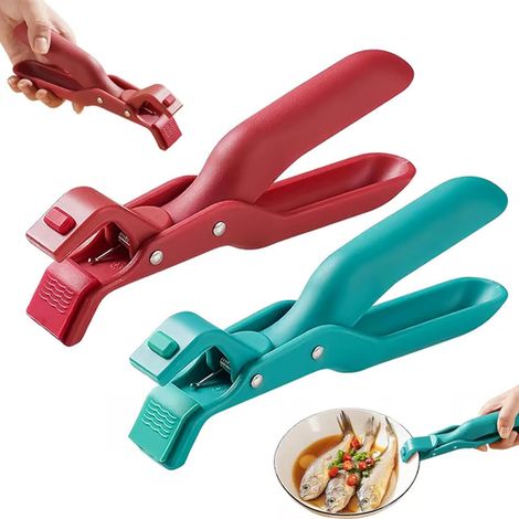 2026 Nuove pinze multi-angolo per piastre calde - Antiscottatura - Multifunzionali - Silicone antiscivolo - Isolamento termico - Antiscottatura - Per piatti e ciotole (Verde+Rosso) (1/5)