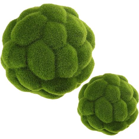 2pièces Topiaires Artificielles Mousse Verte Décoratives pour Jardinières Et Intérieurs Lot de Sphères Naturelles (1/5)