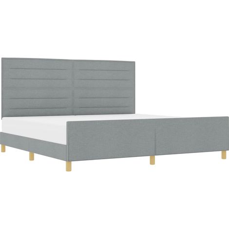 Bed Frame with Headboard Light grey 200 x 200 cm Fabric vidaXL (1/5)