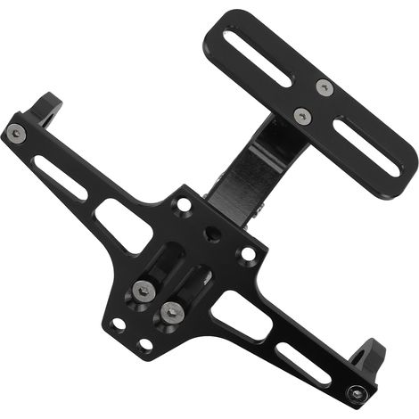 Support de plaque d'immatriculation moto CNC en aluminium universel réglable, noir, porte-plaque robuste pour motocyclette (1/5)