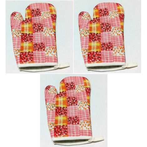 GUANTO PER FORNO / BARBECUE A LEGNA  IN COTONE    COLORI MISTI  -- PZ 3