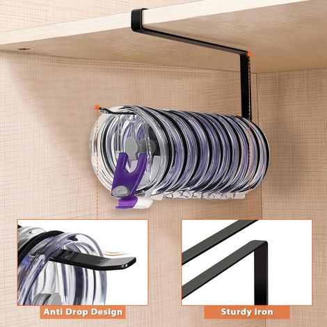 Organizzatore per coperchi di tazze, ripiano orizzontale sottopensile, salvaspazio, gancio per riporre oggetti in cucina, porta asciugamani e fazzoletti da appendere