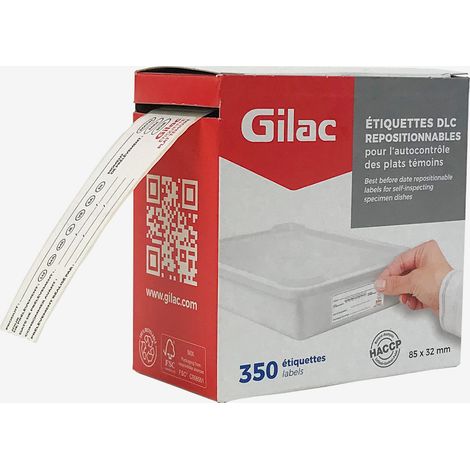 Etiquettes DLC repositionnables - rouleau de 350 - Gilac
