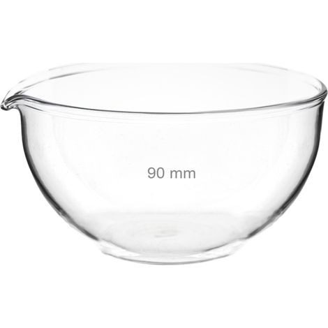 Cápsula de evaporación de vidrio con pico vertedor, diámetro 90 mm, capacidad 160 ml, vidrio de borosilicato 3.3 (1/2)