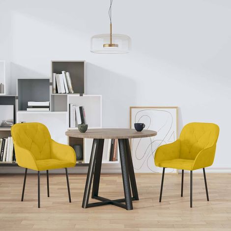 vidaXL Chaises à manger lot de 2 Jaune Velours (1/5)