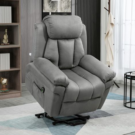 Fauteuil relax électrique inclinable releveur avec repose-pieds réglable gris (1/5)