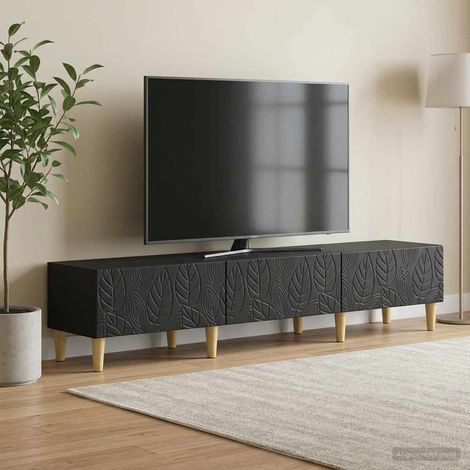 TV-Schränk 147 x 34,5 x 30 cm Schwarz Holzwerkstoff (1/5)