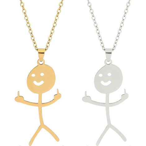 Personalisierte Smiley-Halskette mit lustigem Handgesten-Anhänger – Schmuck für Damen und Herren