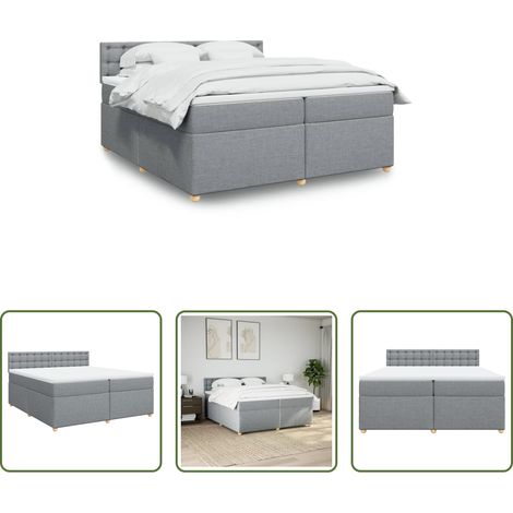 vidaXL Taschenfederkern - Boxspringbett mit Matratze Hellgrau 200x200 cm Stoff (1/5)