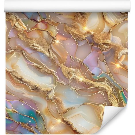 Carta da parati con inchiostro oro, beige e arancione per soggiorno e camera da letto 50x1000 cm (1/5)