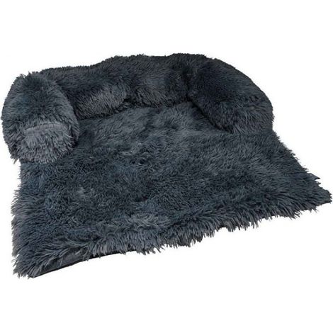 Protège canapé avec traversin en fausse fourrure pour animaux - Gris - L 100 x l 85 cm - Livraison gratuite (1/5)