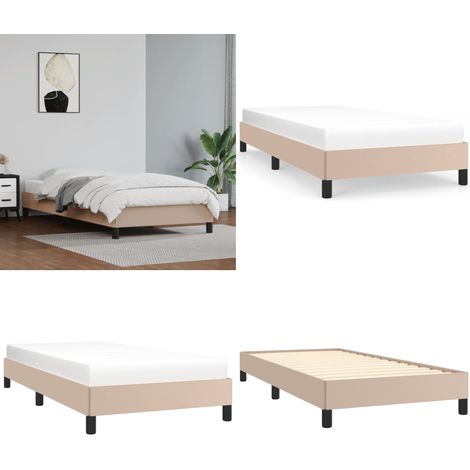 Bettgestell Cappuccino-Braun 90x200 cm Kunstleder - Betten - Bettgestelle - Schlafzimmermöbel - Kunstlederbettwäsche - Doppelbett - Home & Living (1/5)