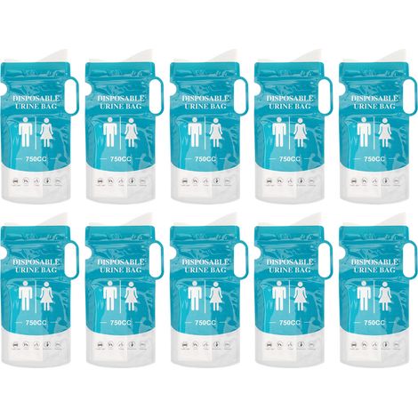 10 Stück Einweg-Urinbeutel 750 ml, tragbarer Notfall-Urinbeutel für Männer, Frauen und Kinder, ideal für Camping und Stau (1/5)
